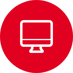Roter Kreis mit weißem PC Icon
