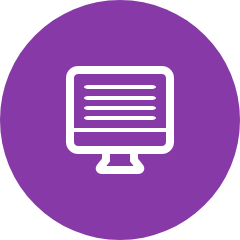 Violetter Kreis mit weißem Bildschirm Icon