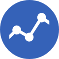 Blauer Kreis mit weißem Analyse Icon